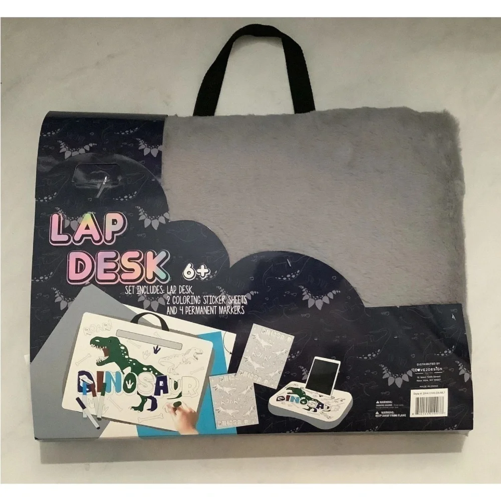 Portable Lap Desk with Pillow up 2 Coloring Sticker Sheets & 4 Markers 18x14In